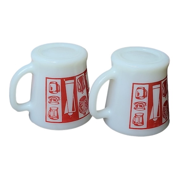 Vintage Anchor Hocking Fire King Red Kitchen Aids Mugs Set of 2 - Picture 4 of 7